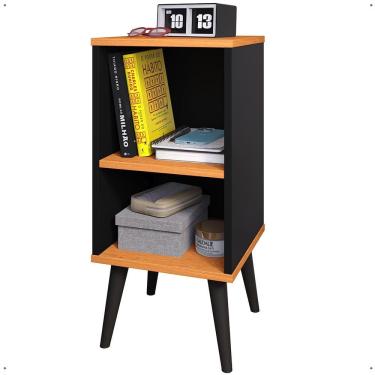 Imagem de Mesa Cabeceira Charme Mesinha Lateral Cama Box Nicho Prateleira Organizadora Decoração Quarto Preto/Cinamomo - Lojas RPM