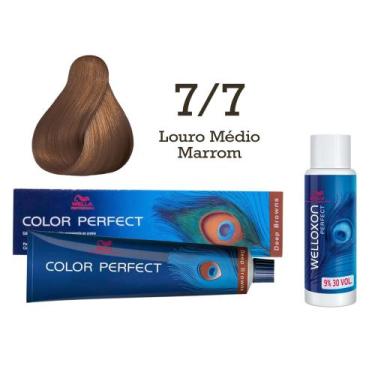 Imagem de Coloração Color Perfect 7/7 Louro Médio Marrom + Emulsão Oxi 30 Wellox