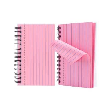 Imagem de XiowDow 100 folhas, cartões de índice, rosa, blocos de notas de 7,6 x 12,7 cm, blocos de notas coloridos, 50 folhas por bloco, encadernado em espiral para lembretes de anotações, material de