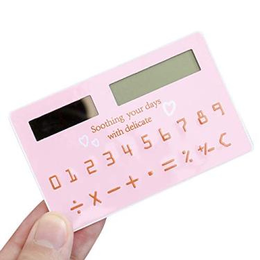 Imagem de Irfora Mini calculadora de tamanho de cartão ultrafina com desenho animado e energia solar, visor de 8 dígitos, portátil para escritório, escola, estudantes, artigos de papelaria
