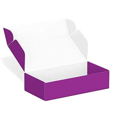Imagem de Pacote com 50 caixas de envio de 10 x 20 x 5 cm, caixas de papelão ondulado, caixas de presente de envio para pequenas empresas, para embalagem - TONESPAC (10 x 20 x 5 cm, roxo)