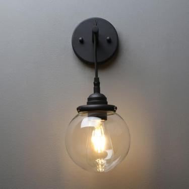 Imagem de Phansthy Arandela De Vidro Vintage, Luminária De Parede Interna Com Fio Suspenso, Luminária De Parede Globo De 5,9" Com Fio Suspenso Ajustável, Luminária De Parede De Arte Para Decoração De Casa, Ar