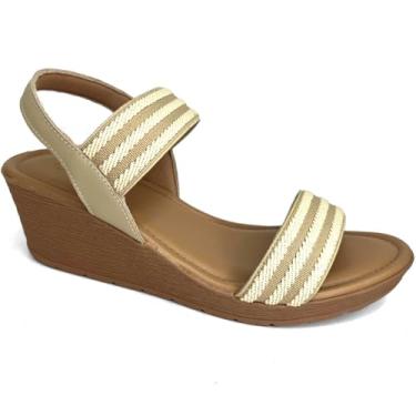 Imagem de Sandália Usaflex Anabela De Couro Conforto Ab8704014 Vanilla