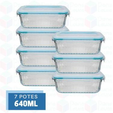 Imagem de 7 Potes Marmita Vidro Resistente 640ml Forno Microondas - Belo Vidro, 