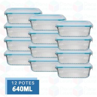 Imagem de 12 Potes Marmita Vidro Resistente 640ml Forno Microondas - Belo Vidro,
