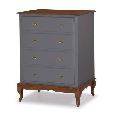 Imagem de Cômoda de Madeira 4 Gavetas Pés Luiz XV 60816 Hannover Linz Móveis - Cinza/Imbuia Glazer