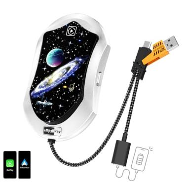 Imagem de eMjollRay Adaptador CarPlay sem fio 3 em 1, adaptador automático Android USB A/C, conversor Plug & Play para CarPlay com fio para sem fio e Android Auto, compatível com carros 2017+, iPhone iOS 10+