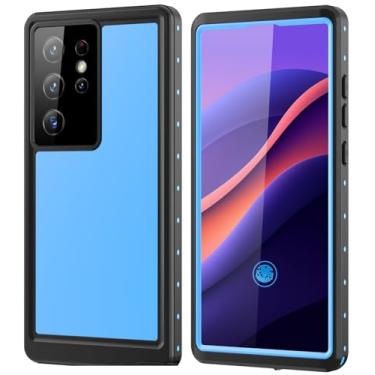 Imagem de ZWWADR Capa protetora à prova d'água para Samsung Galaxy S23 Ultra com protetor de tela integrado, à prova de poeira, à prova de choque, resistente, para Galaxy S23 Ultra 6,8 polegadas (azul)