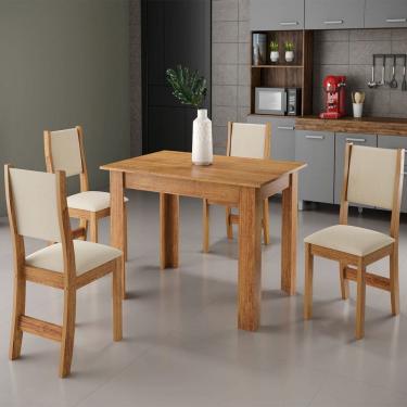 Imagem de Mesa de Jantar 4 Lugares Ariana Marrom/Nude - Viero Móveis