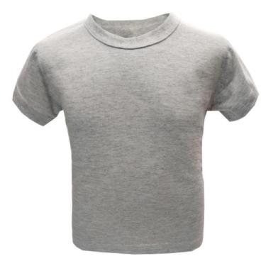 Imagem de Camiseta Bebe Manga Curta Infantil 1 a 3 Anos Malha Cinza Mescla Lisa 