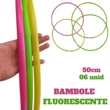 Imagem de 06 unid Bambolês NEON Fluorescente Sortidos Colorido Novidade 50cm - B
