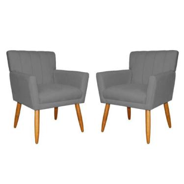 Imagem de Kit 02 Poltrona Cecília em Suede Escritório Recepção - Fina Mobília, C