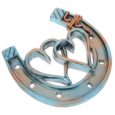 Imagem de Kichvoe Decoração de parede de ferradura de resina coração ferradura metal decoração de arte de parede estilo rústico ocidental sapatos de cavalo ornamento de pendurar para casa de fazenda interior