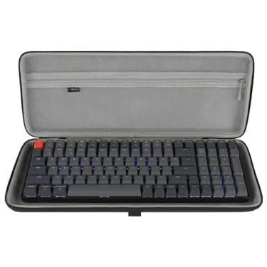 Imagem de GEEKRIA Capa de teclado 90%-96%, compatível com Keychron K4 / K4 HE, RK Royal KLUDGE RK96 / RK100, bolsa rígida de transporte de viagem para teclado mecânico de jogos de 100 teclas (cinza escuro)