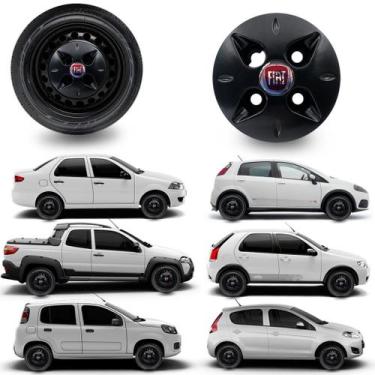 Imagem de Calota Central Aro 13 14 15 Fiat Calotinha Carlota 100x4 Uno - TSSHOP