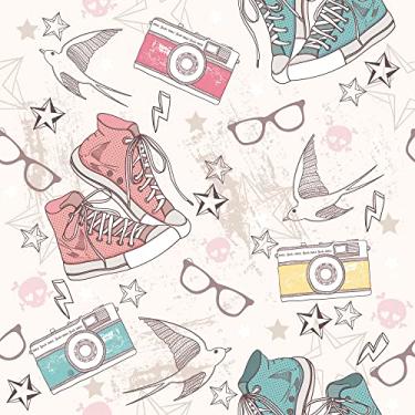 Imagem de Papel De Parede 5m Adesivo Decoração Moderna Adolescente Rosa Azul