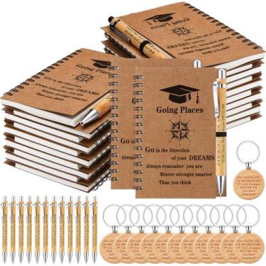 Imagem de Gueevin Conjunto de 12 canetas esferográficas de bambu inspiradoras para presente de graduação 2025 em espiral em massa para professores universitários, estudantes, funcionários, colegas de trabalho