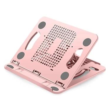 Imagem de Suporte para laptop Suporte para laptop, suporte ergonômico portátil dobrável para resfriamento de notebook para dispositivos de até 14" Elevador para laptop(Pink)