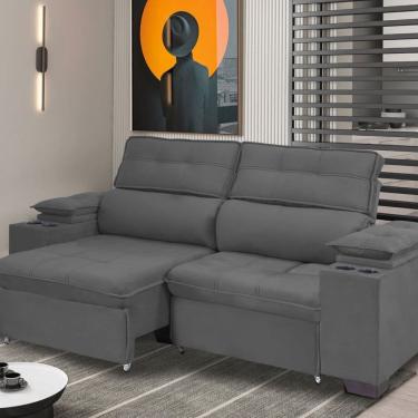 Imagem de Sofá Manaus 180 Cm Retratil e Reclinável Titânio