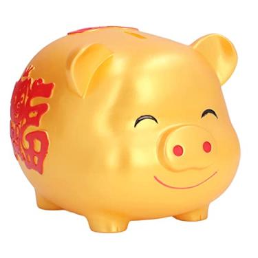 Imagem de Pig mealheiro, adorável cofrinho fofo para armazenamento de moedas para presente para decoração de casa(L, Porco dourado da sorte (desejável))