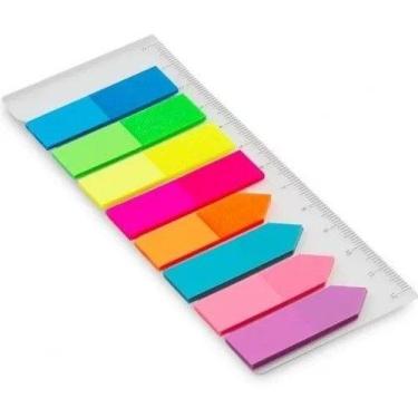 Imagem de Adesivos Marcador De Página Neon 8 Cores Acompanha Régua - MAXPRINT