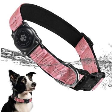 Imagem de Coleira para cães Furrigo Upgrade AirTag Holder impermeável rosa