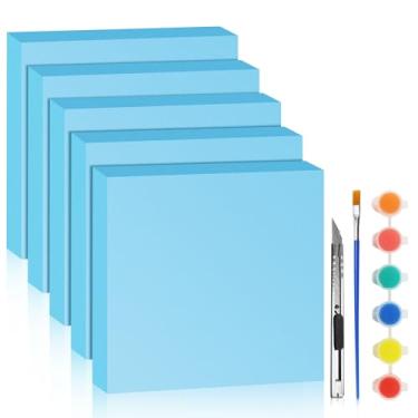 Imagem de LuckyFoam Pacote com 5 folhas de espuma azul, 30,5 x 30,5 x 3,8 cm de espessura, retângulos de poliestireno, placa de espuma XPS para isolamento de materiais de arte de modelagem DIY