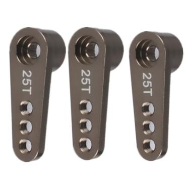 Imagem de Aluminum 25T Steering Servo Horn Arm,RC Steering Servo Arm Horn for RC 1:8 1:10 Model Car/Boat Futaba HSP HPI Wltoys Himoto Redcat Axial 3 pcs/Set (Titanium)