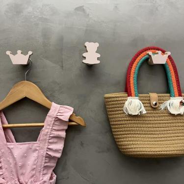 Imagem de 3 Ganchos de parede Coroa e Urso decoração infantil princesa - Souveni