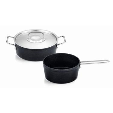 Imagem de Fissler Conjunto de panelas 156-124-02-000, panela de revestimento, adamante, conjunto de 2, A, caçarola, 9,4 polegadas (24 cm), panela de molho, 7,1 polegadas (18 cm), tampa de aço inoxidável