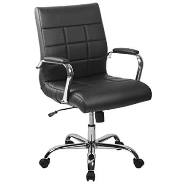 Imagem de Flash Furniture Cadeira de escritório giratória executiva de vinil preto com base cromada e braços