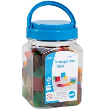 Imagem de edx education Transparent Tiles - Mini Jar - Colorful, Plastic Squares - Light Box Accessory - Sensory Play - Math Manipulative