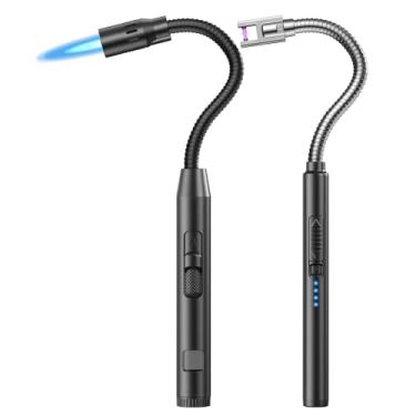 Imagem de Flame bird Pacote com 2 Isqueiros Multiusos Flexíveis, Isqueiro Longo de Butano Recarregável por USB para Velas Churrasqueira Lareira Cozinha Camping (não Pré-preenchido)