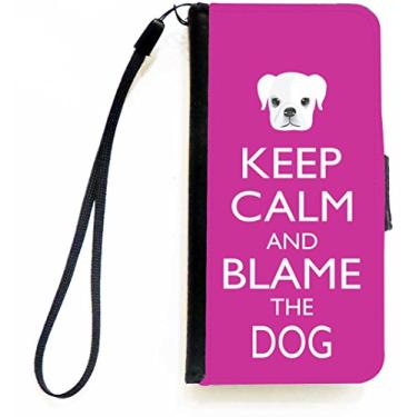 Imagem de Rikki Knight Keep Calm and Blame the Dog - Capa carteira flip rosa rosa com aba magnética para Apple iPhone 5c