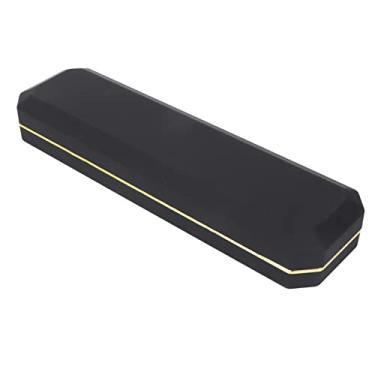 Imagem de Caixa de presente de jóias iluminadas LED Caixa de correção de anel elegante de proposta de bracelete para engajamento Proposta de casamento Material de flocagem de plástico 235 x (Preto)
