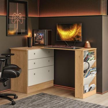 Imagem de Cômoda Com Mesa Giratória Gamer Dritex freijo-off White