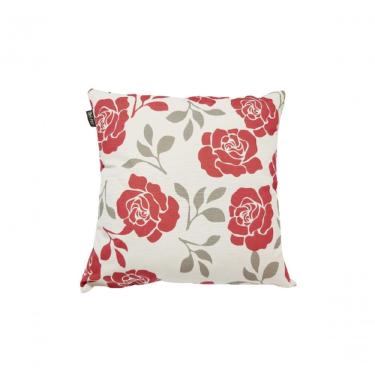 Imagem de Capa De Almofada Veludo Premium Vermelha Floral 43x43cm