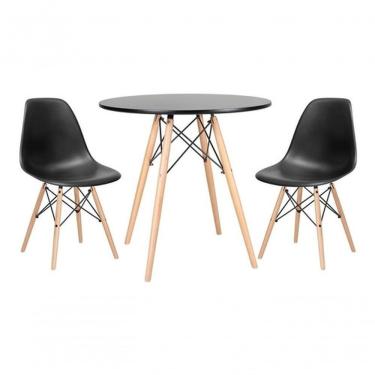 Imagem de Kit Mesa Jantar Eiffel 80cm Preta + 2 Cadeiras Eames Eiffel