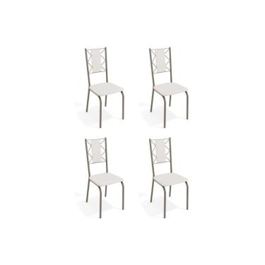 Imagem de Cadeira Sala De Jantar Lisboa 4C076 Kit 4 Un Níquel/Courano Branco - Kappesberg