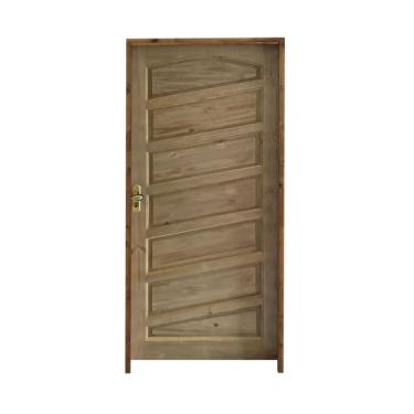 Imagem de Kit Porta De Madeira 210X82Cm Batente 11Cm Fechadura Stilo Cromada Externa Mirabel Pinus