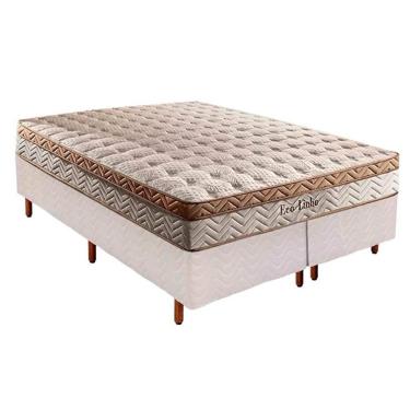 Imagem de Cama Box Queen: Colchão Molas Masterpocket Ensacadas Paropas Eco Linho + Base Branco(158X198)