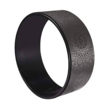 Imagem de Deevoka Roda de ioga com rolo de exercícios, ferramenta de treinamento, aumenta a flexibilidade, roda de 32 cm para flexões para trás, Preto