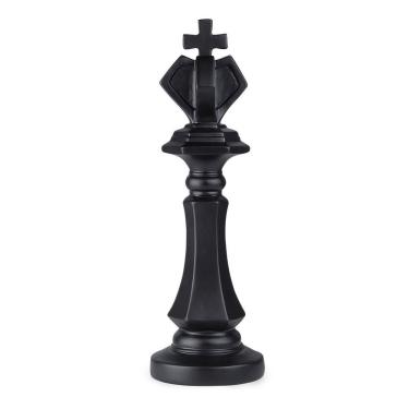 Imagem de Escultura Em Resina Maciça Xadrez Preto Fosco Bella Art Rei
