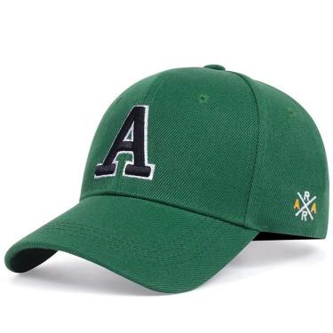 Imagem de Bonés De Beisebol Unissex Simples Letra A Bordado, Chapéu Casual Ajustável Ajustável Verde