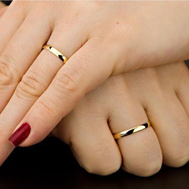 Imagem de Par De Aliança 2Mm Banhada A Ouro
