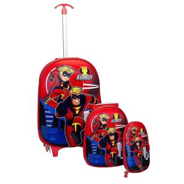 Imagem de Kit Mochila Rodinha Infantil Lancheira Estojo Incriveis