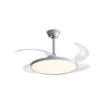 Imagem de Ventilador de Teto Lótus 4 Pás Retrateis com Luminária LED Grande 37W 3 Tonalidades Prata