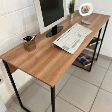 Imagem de Mesa Multi Uso Com Prateleiras Perfect 137x 50cm Nogal Preto