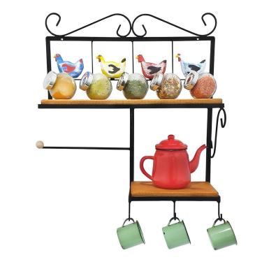 Imagem de Prateleira De Cozinha Rustica Com Porta Papel Toalha Modelo Galinha