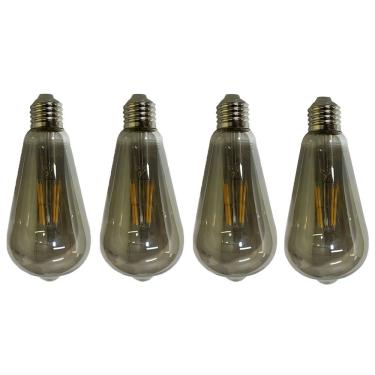 Imagem de Lampada Led Multi Filamento Fume Vintage 30w Kit 4 Uni Decoraçao Iluminaçao Sala Quarto Varanda Casa Branco Quente